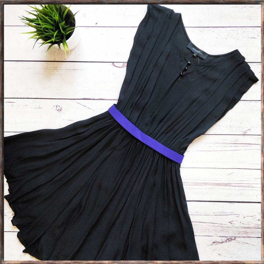 NWT ALEXANDER WANG Black Flare Pleated A-Line Dress, size 0, NWD